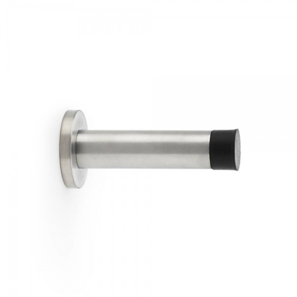 PLAIN PROJECTION CYLINDER DOORSTOP ON ROSE - 70mm long - SATIN STAINLESS STEEL finish (AW615)