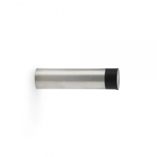 PLAIN PROJECTION CYLINDER DOORSTOP - 75mm long - SATIN STAINLESS STEEL finish (AW610)