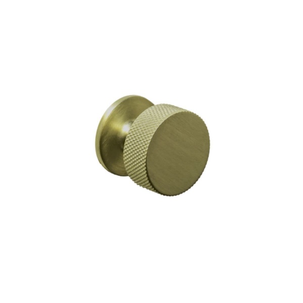 KNURLED ROUND KNOB with FIXED BACKPLATE Cupboard Handle - 32mm diameter - 3 finishes (PWS K1117.32)