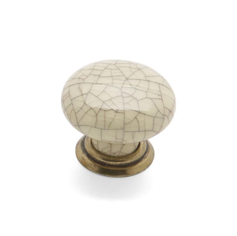 WINCHESTER Ceramic Crackle ROUND KNOB/BACKPLATE Cupboard Handle - 35mm dia - 3 finishes (ECF FF86200)
