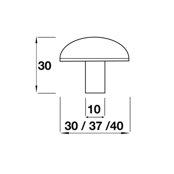 MILVERTON MUSHROOM KNOB Cupboard Handle - 2 sizes - RAW PEWTER finish (PWS K794.37.PE / K795.40.PE)