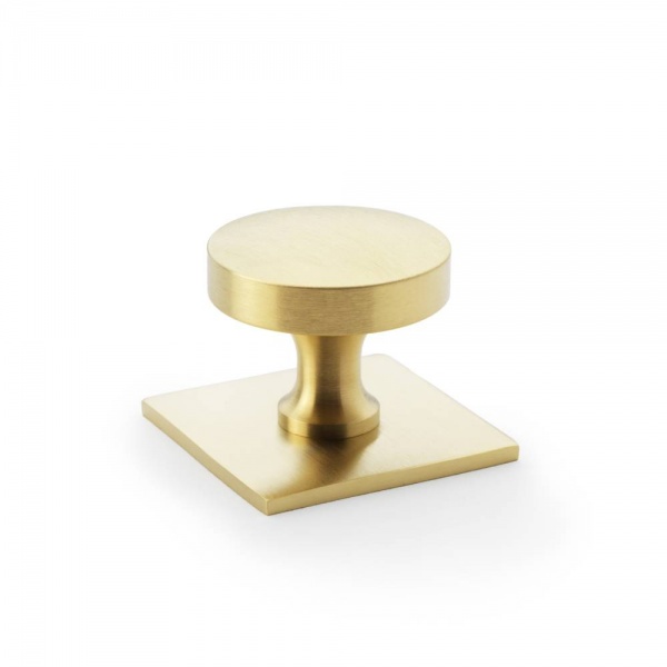 BULLION KNOB on SQUARE BACKPLATE Cupboard Handle - 38mm diameter - 3 finishes (AW835)