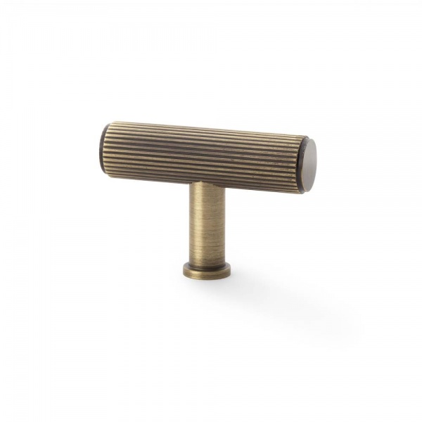 CRISPIN REEDED T KNOB Cupboard Handle - 55mm long - 6 finishes (AW801R)