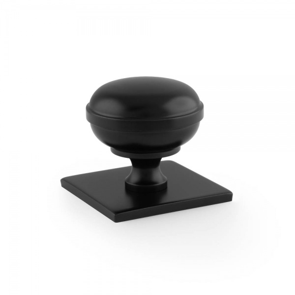 QUANTOCK ROUND KNOB on SQUARE BACKPLATE Cupboard Handle - 2 diameter sizes - 8 finishes (AW826)
