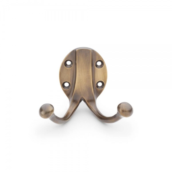 TRADITIONAL DOUBLE ROBE HOOK (Heavy Duty) - 3 finishes (AW771)