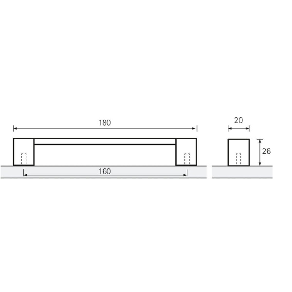 AREZZO D Cupboard Handle - 160mm h/c size - PEWTER EFFECT (HETTICH - Folk)