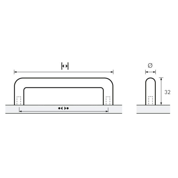 AVENIO ROD Cupboard Handle - 6 sizes - 2 rod dia options - BRUSHED S/STEEL LOOK (HETTICH - Organic)