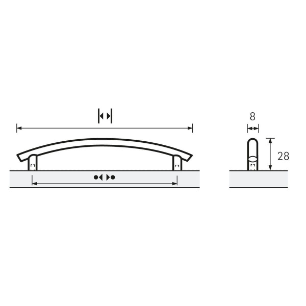 BATHIA T BAR Cupboard Handle  - 2 sizes - BRUSHED STAINLESS STEEL LOOK finish (HETTICH - Organic)