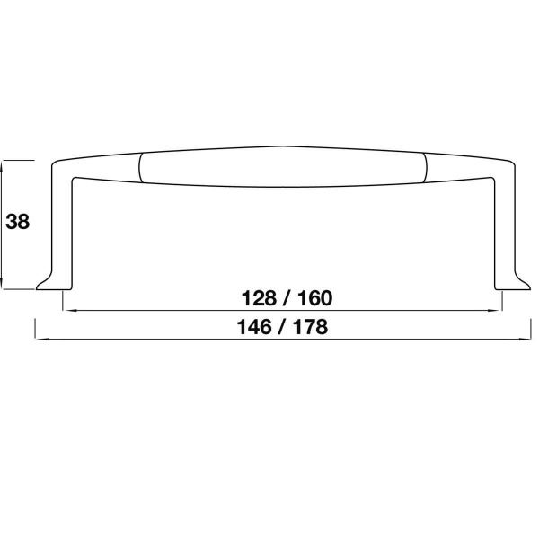BISHOP D Cupboard Handle - 2 sizes - ANTIQUE PEWTER EFFECT finish (PWS H845.128.PE / H846.160.PE)