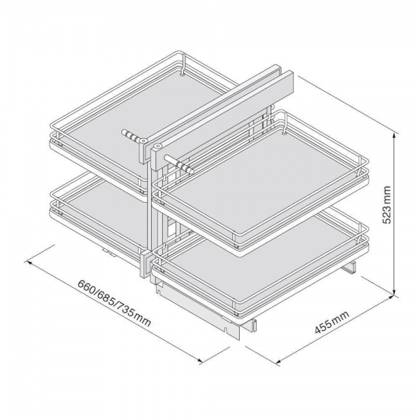 BLIND CORNER OPTIMISER (Innostor Plus) in 3 cabinet widths (ECF IP2BCO8/9/10)