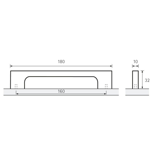 CAROLINA D Cupboard Handle - 160mm h/c size - BRUSHED S/STEEL LOOK finish (HETTICH - Organic)