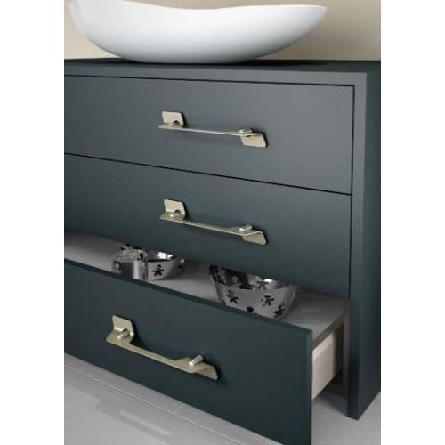 CECINA D Cupboard Handle - 160mm h/c size - BRUSHED STAINLESS STEEL / CHAMPAGNE finish (HETTICH - Deluxe)