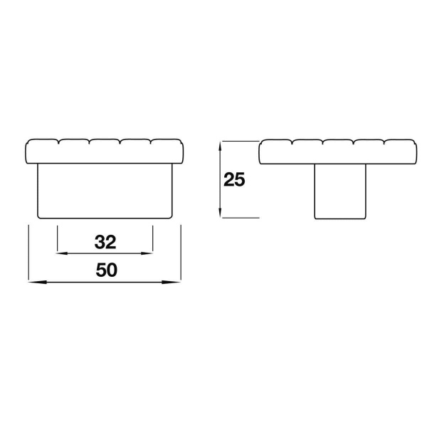 CHELSEA MOSAIC RECTANGULAR KNOB Cupboard Handle - 32mm h/c - ANTIQUE NICKEL finish (PWS K419.32.DN)