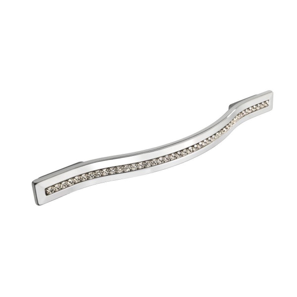 CRYSTAL BOW Cupboard Handle - 160mm h/c size - POLISHED CHROME & CRYSTAL EFFECT finish (PWS KDH3008)