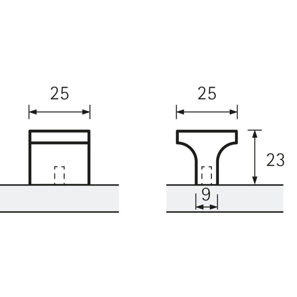 EMO KNOB Cupboard Handle - 25mm x 25mm - BRUSHED STAINLESS STEEL LOOK (HETTICH - Folk)