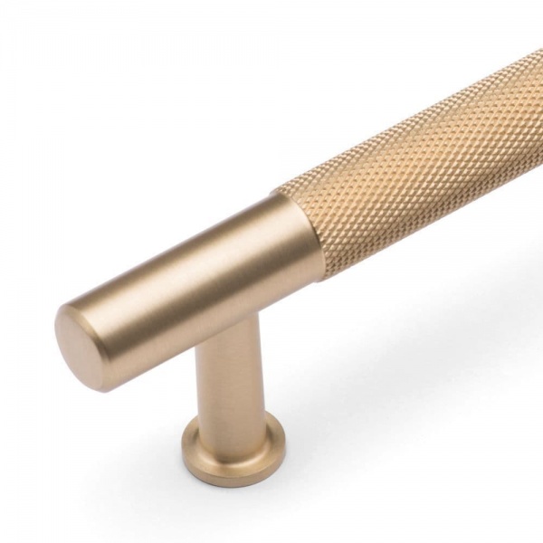 FENDER KNURLED T Bar Cupboard Handle - 160mm h/c size - 3 finishes (ECF FF12560)