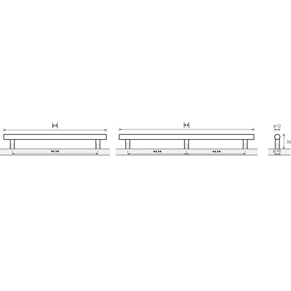 HALE 12mm dia T BAR Cupboard Handle  - 3 sizes - MATT CHROME PLATED  finish (HETTICH - New Modern)