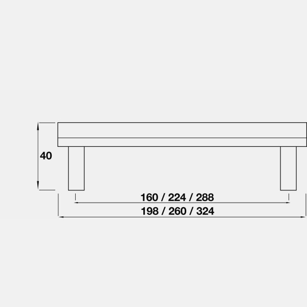 HANBURY T BAR Cupboard Handle - 160mm h/c size - RAW PEWTER finish (PWS H783.160.PE)