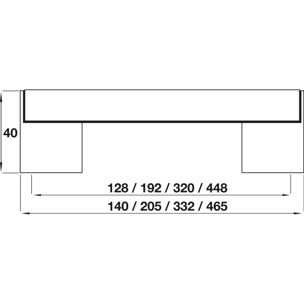 HARROW BAR Cupboard Handle - 128mm h/c size - POLISHED CHROME/BLACK SATIN finish (PWS H761.128.CHBR)