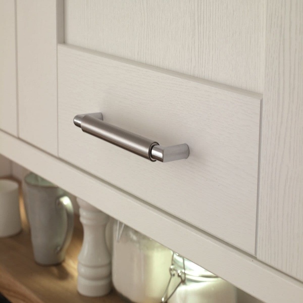 HENDON BAR Cupboard Handle - 4 sizes - BRUSHED S/STEEL EFFECT & CHROME finish (PWS H849 / H850 / H851 / H852)