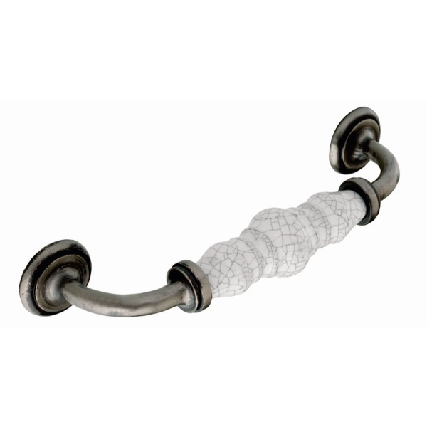 HOLMES/MILNER CERAMIC CRACKLE FIXED D Cupboard Handle - 128mm h/c size - 2 finishes (PWS H367/368)
