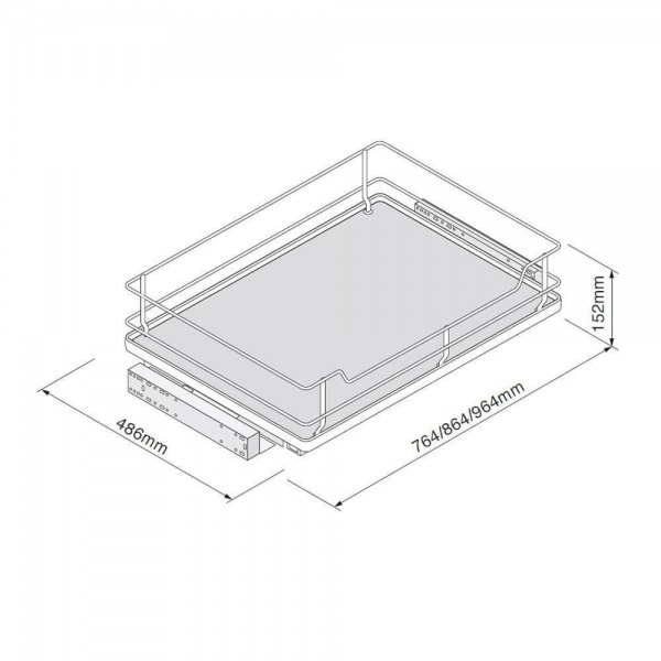 INDIVIDUAL PULL-OUT ORGANISER BASKET (Innostor Plus Range) in 8 cabinet widths (ECF IP2IP***)