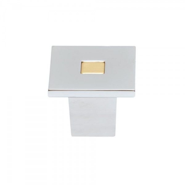 INSERT Square Cupboard Handle - 35mm x 35mm - CHROME with BRASS insert (ECF FF66835)