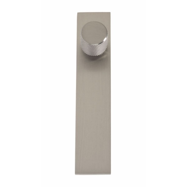 KNURLED ROUND KNOB c/w OFFSET BACKPLATE Cupboard Handle - 130mm x 26mm - 3 finishes (PWS K1111.20)