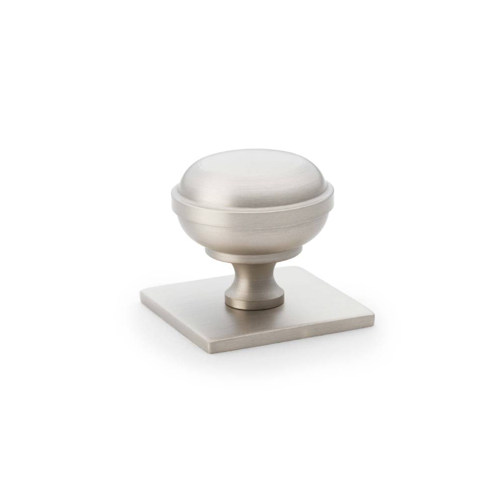 QUANTOCK ROUND KNOB on SQUARE BACKPLATE Cupboard Handle - 2 diameter sizes - 8 finishes (AW826)