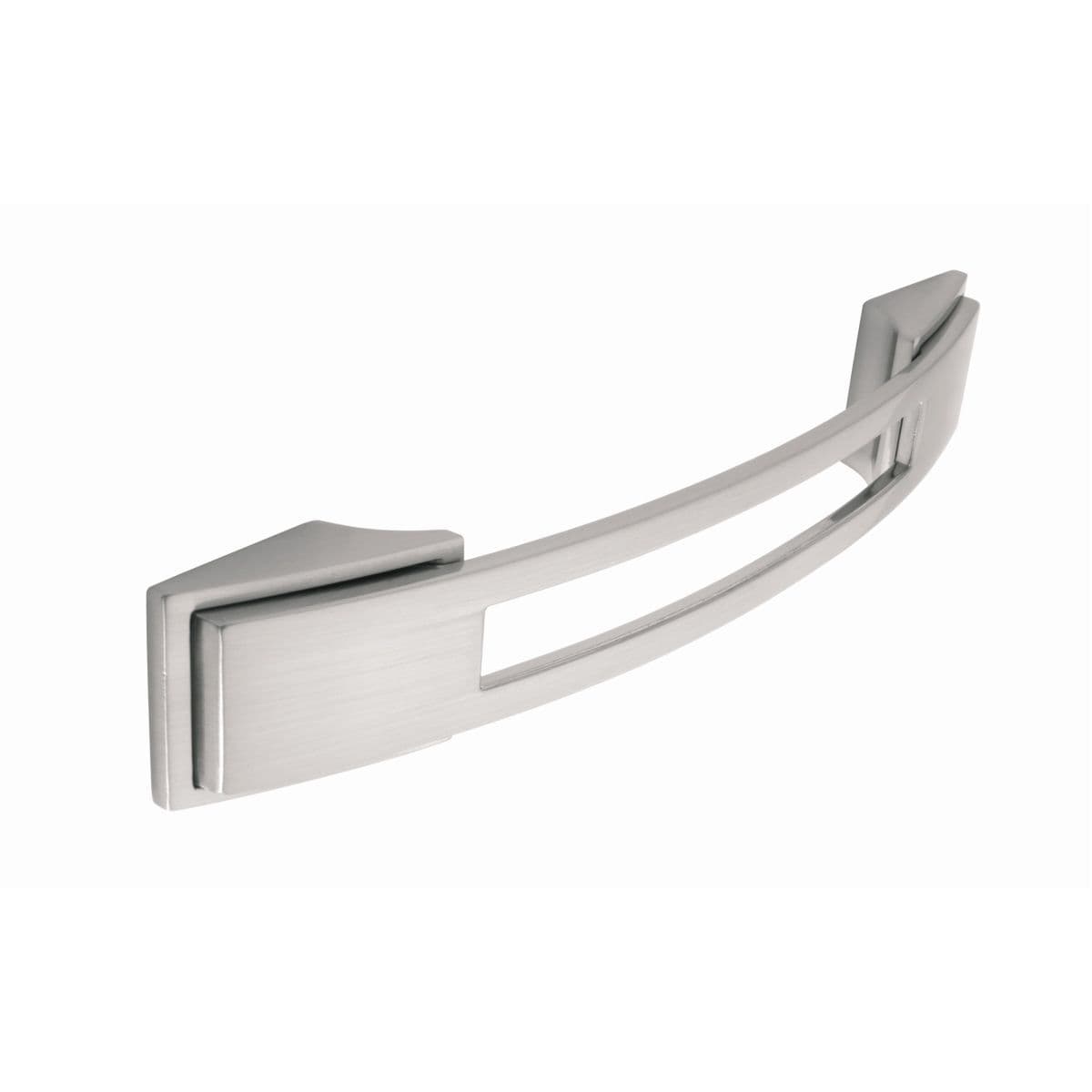 BOWES SQUARE BOW Cupboard Handle - 128mm h/c size - BRUSHED S/STEEL EFFECT finish (PWS H589.128.SS)