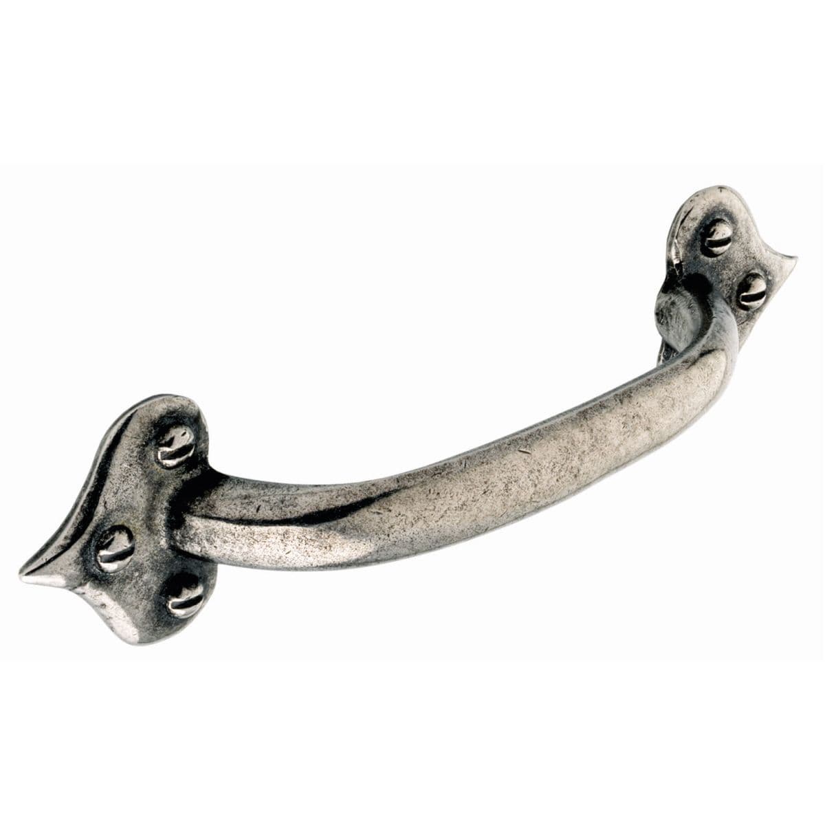 HUNCOTE FAUX SCREW HEART D Cupboard Handle - 96mm h/c size - RAW PEWTER finish (PWS H153.96.PE)