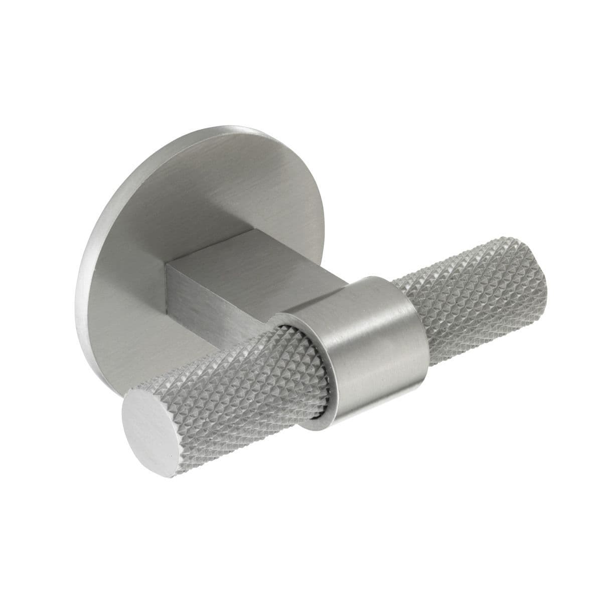 KNURLED T KNOB c/w CIRCULAR BACKPLATE Cupboard Handle - 60mm long - 3 finishes (PWS H1125.35)