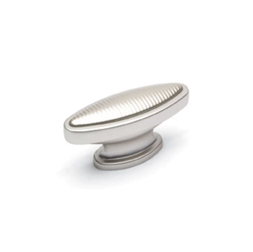 RAISED OVAL Aluminium Ribbed Knob Cupboard Handle - 16mm h/c size - 2 finishes (ECF FF82600)