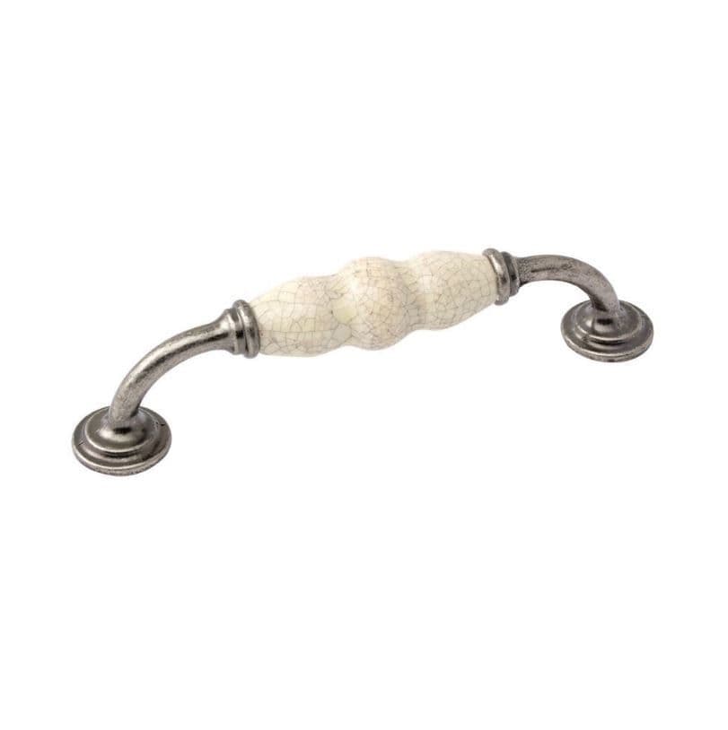 WINCHESTER Ceramic Crackle FIXED D Cupboard Handle - 128mm h/c size - 3 finishes (ECF FF86328)