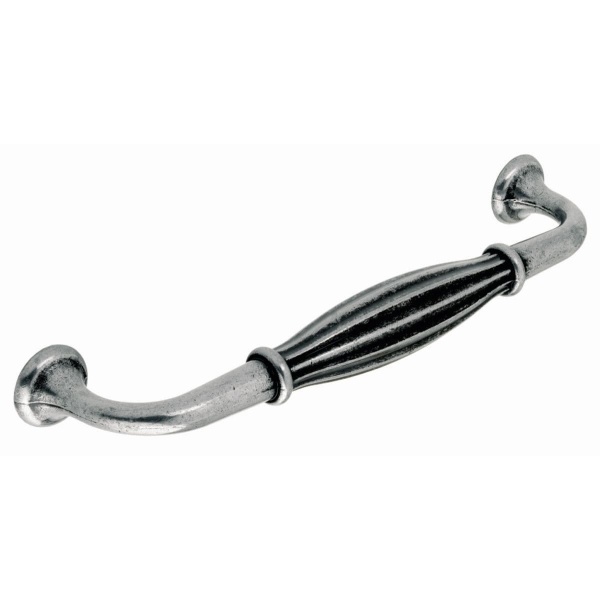 LEASOWES REEDED D Cupboard Handle - 128mm h/c size - ANTIQUE PEWTER EFFECT finish (PWS H351.128.AP)
