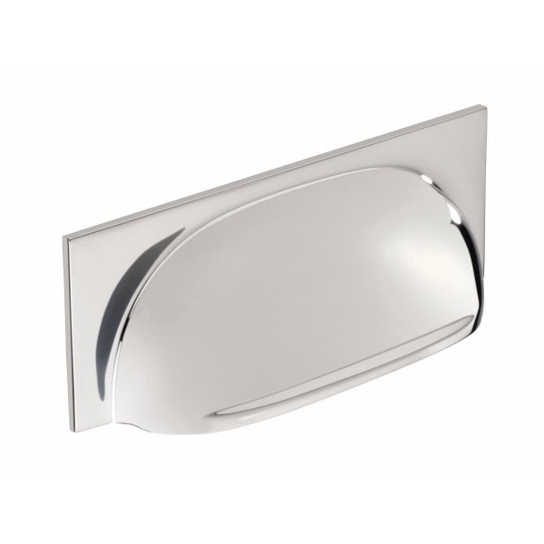 MARTON CUP on PLATE Cupboard Handle - 96mm h/c size - POLISHED CHROME finish (PWS H1116.96.CH)