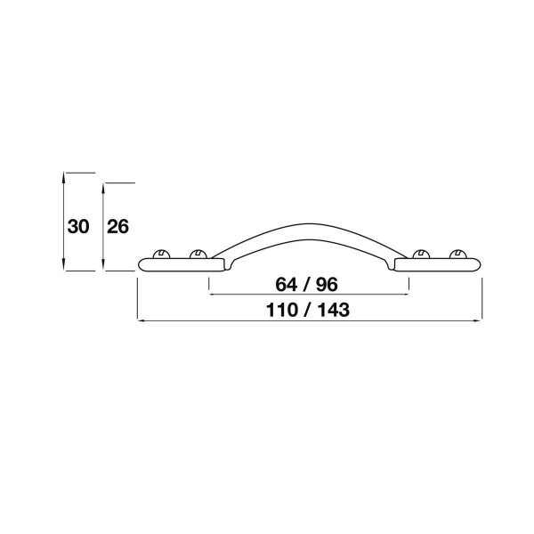 MATHON FAUX SCREW BEAN D Cupboard Handle - 96mm h/c size - RAW PEWTER finish (PWS H151.96.PE)