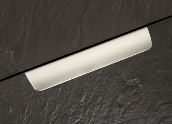 MEANA PULL Cupboard Handle - 128mm h/c size - BRUSHED STAINLESS STEEL LOOK finish (HETTICH - Organic)