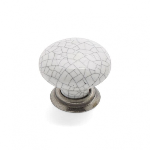 WINCHESTER Ceramic Crackle ROUND KNOB/BACKPLATE Cupboard Handle - 35mm dia- 3 finishes (ECF FF86200)