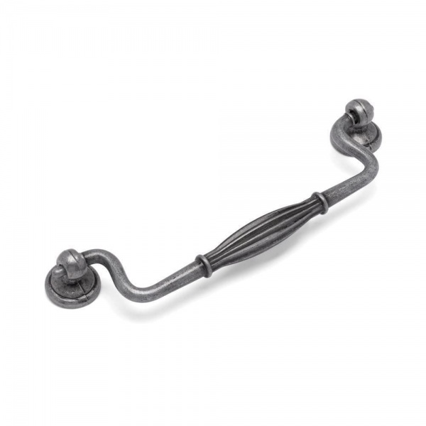 ROMANTIC REEDED Drop Cupboard Handle - 160mm h/c size - PEWTER finish (ECF FF39560)