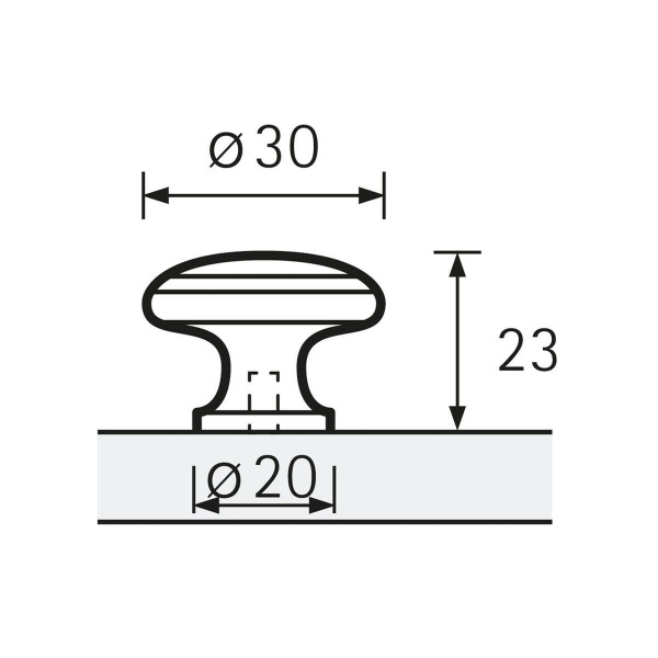 SALEMI KNOB Cupboard Handle - 30mm diameter - BRUSHED STAINLESS STEEL LOOK (HETTICH - Folk)