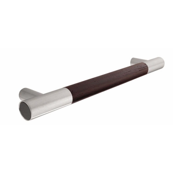 SMITH T BAR Handle - 160mm h/c size - LACQUERED S/STEEL EFFECT & WENGE finish (PWS H953.160.SSWE)