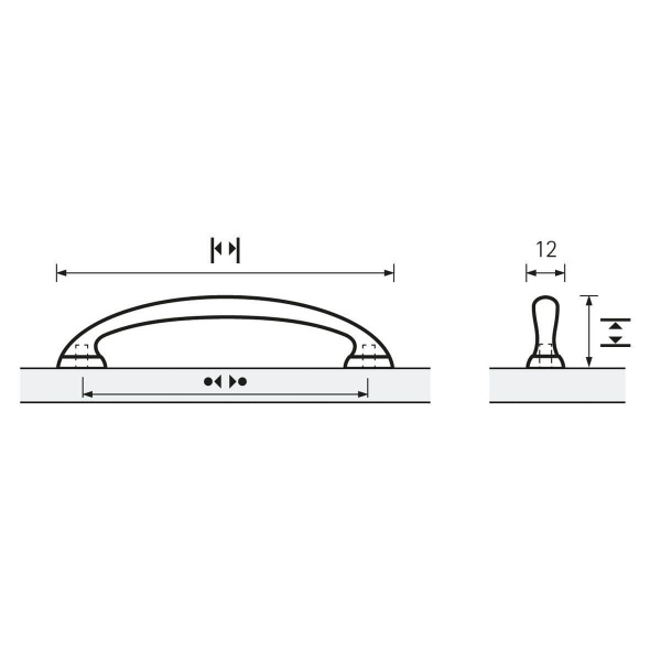 TERRANDA BOW Cupboard Handle - 128mm h/c size - BRUSHED STAINLESS STEEL LOOK (HETTICH - Folk)