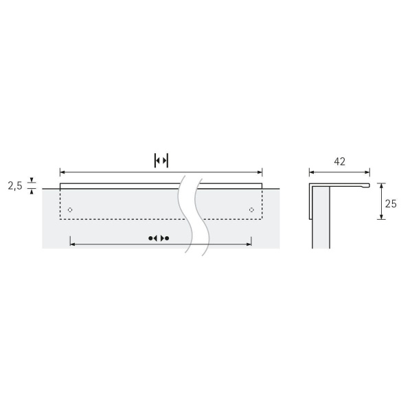 TICINUM REAR FIXED Base PULL Handle - 2 sizes - ANODISED ALUMINIUM (HETTICH - New Modern)