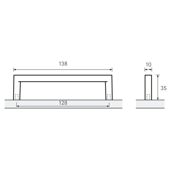 UTINUM D Cupboard Handle - 128mm h/c size - BRUSHED STAINLESS STEEL LOOK (HETTICH - Deluxe)