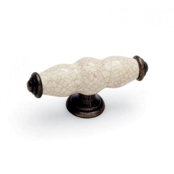 WINCHESTER Ceramic Crackle T Bar Cupboard Knob Handle - 75mm long - 3 finishes (ECF FF86100)