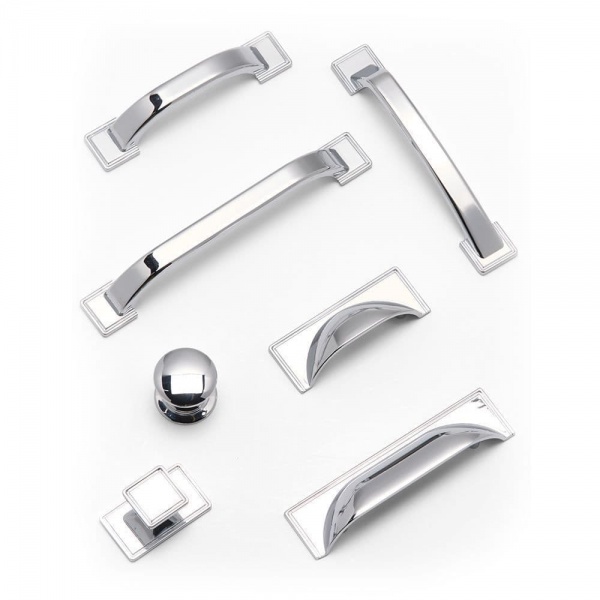 WINDSOR SQUARE KNOB & BACKPLATE Cupboard Handle - 60mm long - 2 finishes (ECF FF11200)