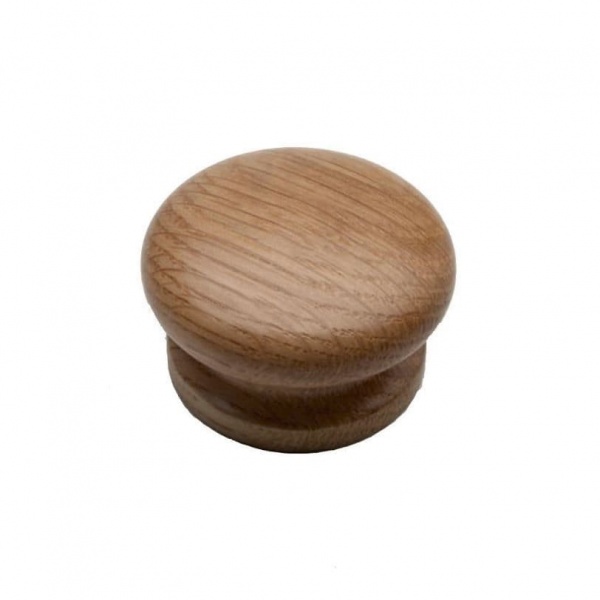 WOODEN Laithe Button Knob Cupboard Handle - 50mm diameter - LIGHT OAK or WALNUT (ECF FF81550)