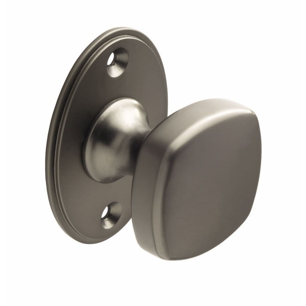YEADON SQUARE KNOB on OVAL BACKPLATE Cupboard Handle - 38mm  x 38mm - 2 finishes (PWS K999.38)